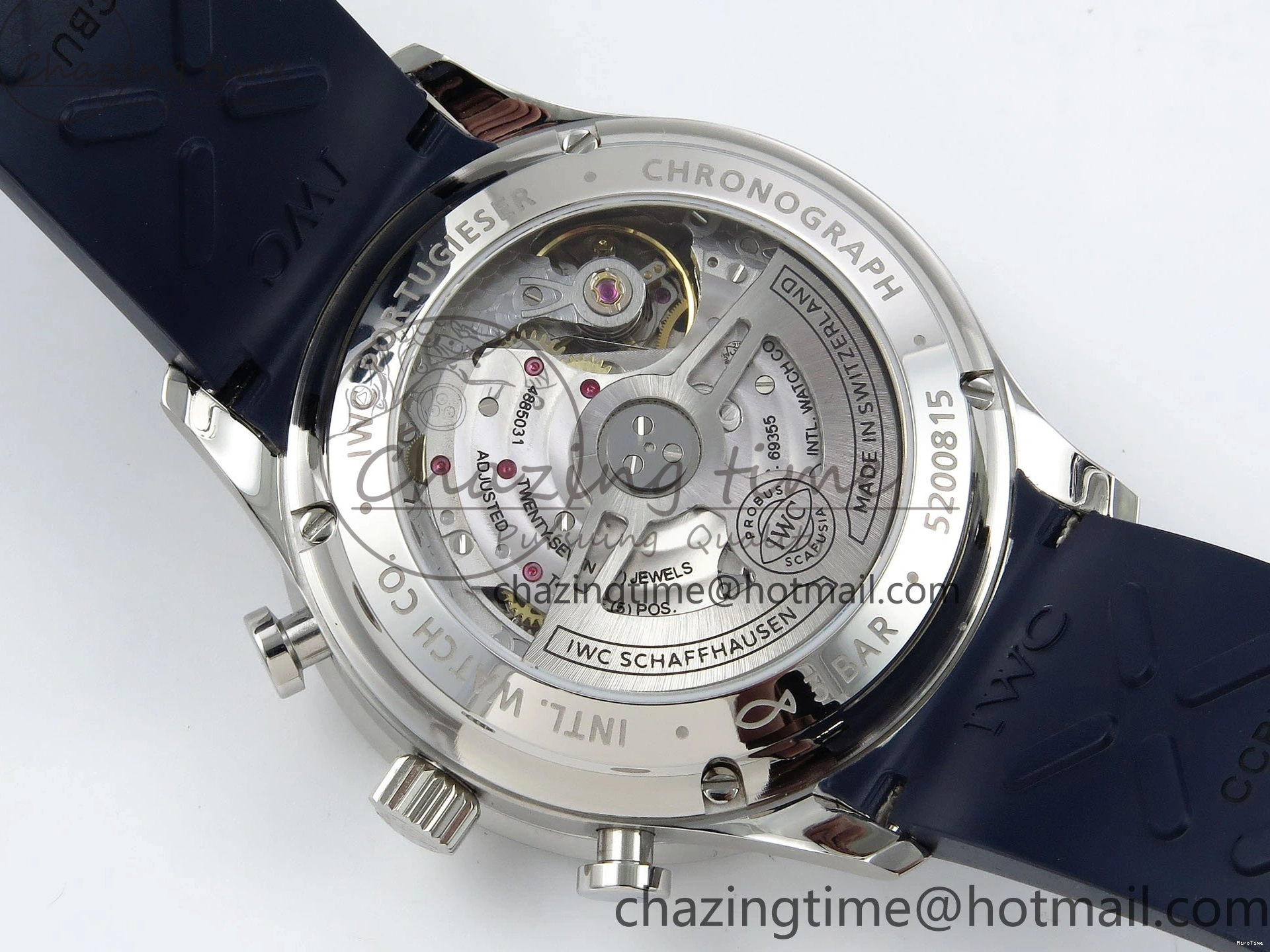 MIROTIME 0412 Casual Portuguese Chrono IW3716 Z+F 1:1 Best Edition White Dial on Blue Rubber Strap A 7016